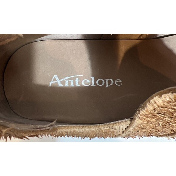 Antelope Brown Tan Leather Mary Jane Comfort Shoe Fringe Accent Statement 39 - Picture 4 of 9